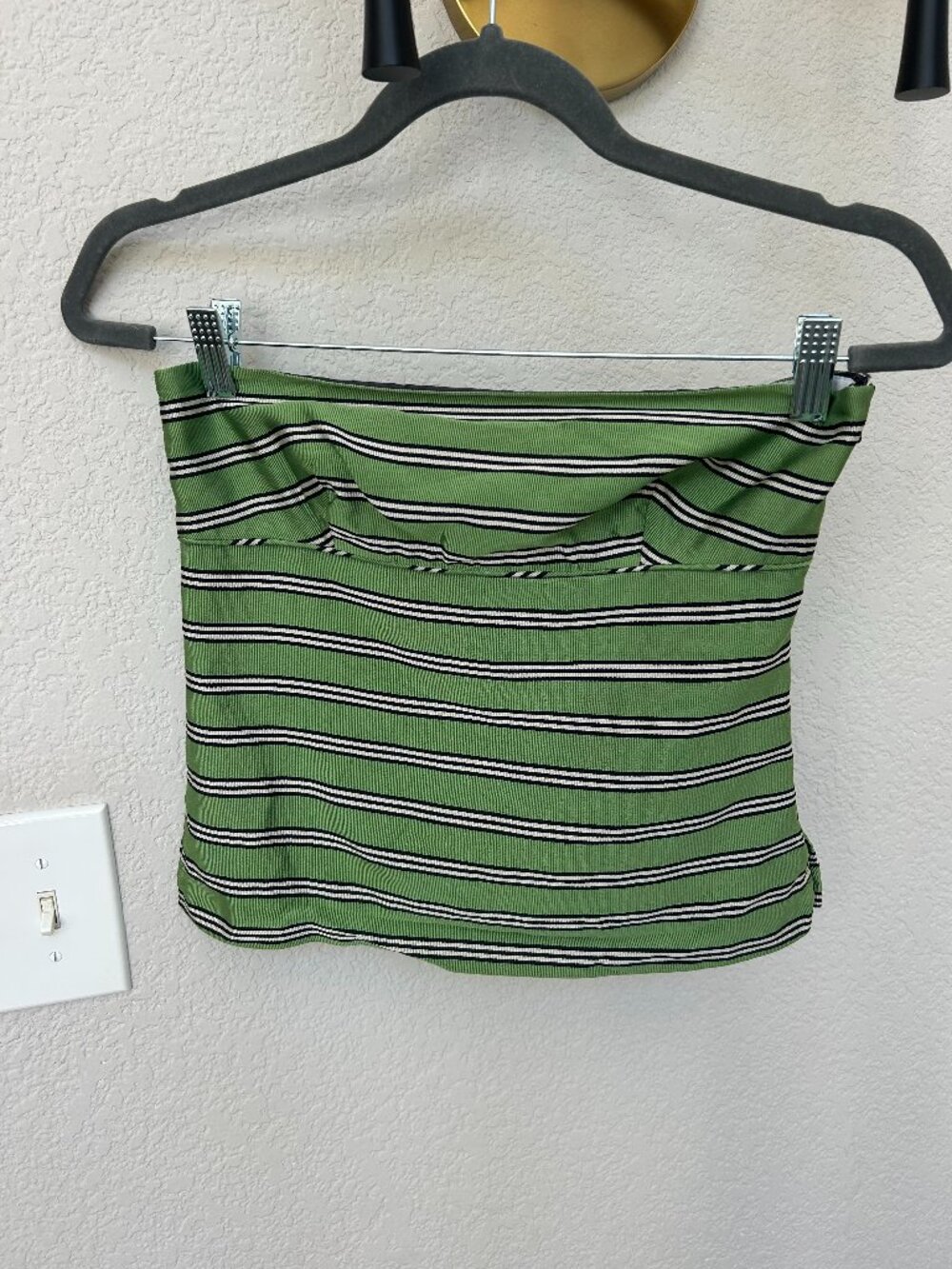 Green striped sleeveless J Crew top